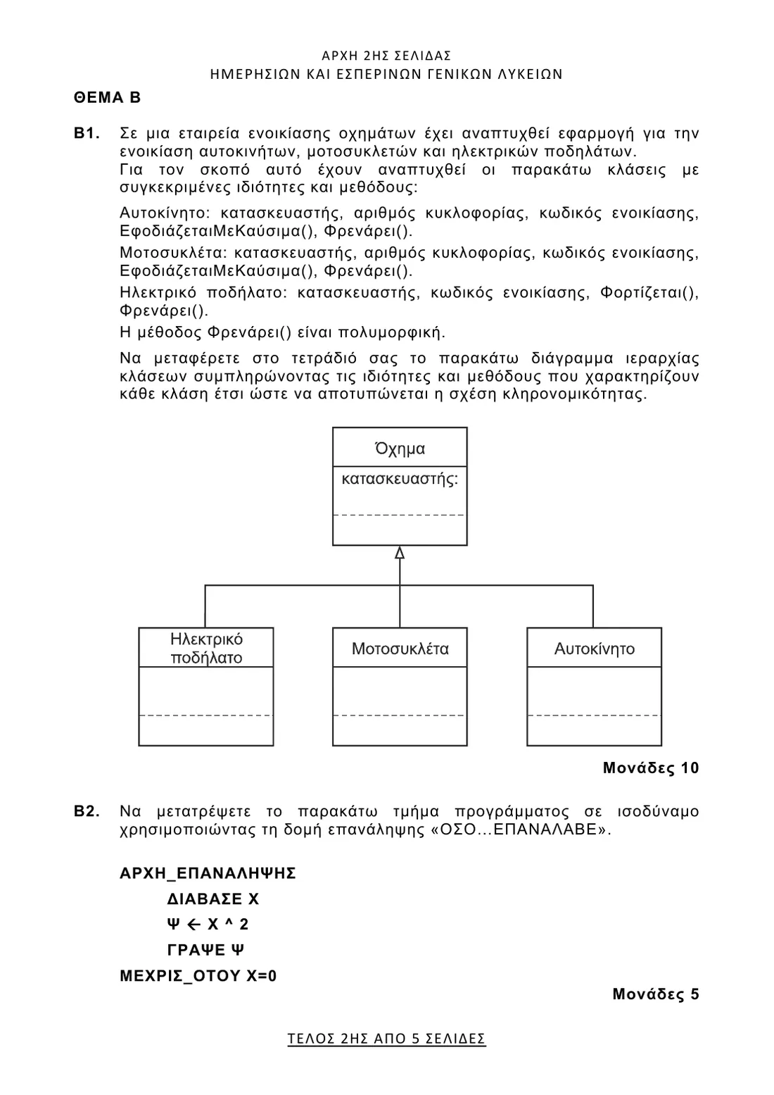 Σελίδα 2 από 5 του φύλλου θεμάτων — Πληροφορική. Το πλήρες κείμενο υπάρχει στο PDF.
